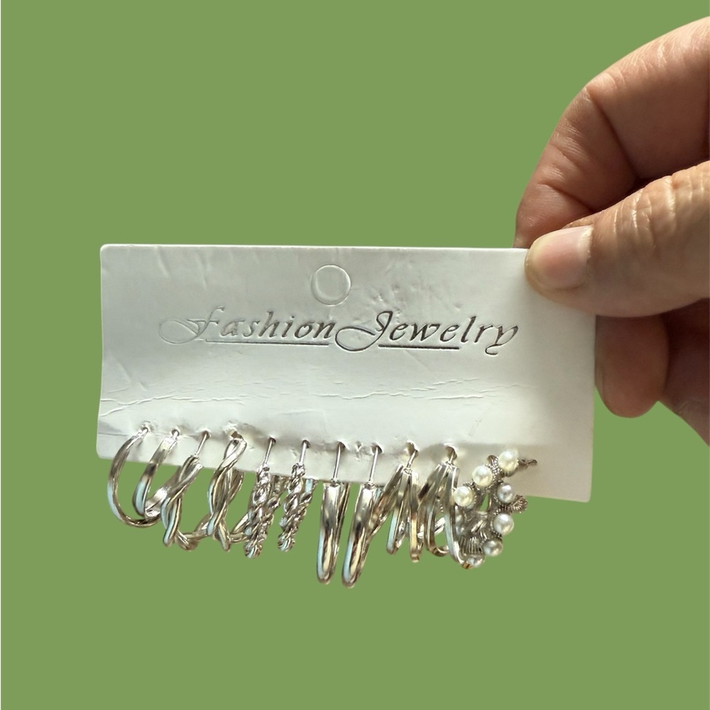 Silver Hoop and Pearl Earring Set